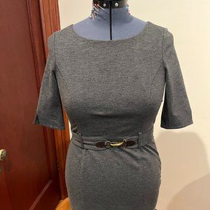 Banana Republic Belted Sheath Dress, Grey, Size 8